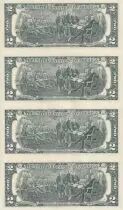 USA Sheet of 4 banknotes of 2 Dollars  - Thomas Jefferson - 2009 - Lettrer K