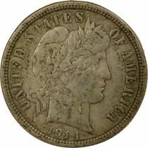 USA Silver Barber Dime - 1914 Philadelphia