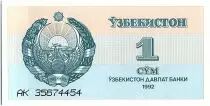 Usbekistan 1 Sum,  Arms  - Mosque - 1992 - P.61