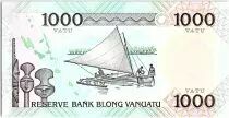 Vanuatu 1000 Vatu - Melanesian local chief, Polynesian boat - 1993 Prefix BB