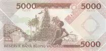 Vanuatu 5000 Vatu Melanesian chief - Log tower - 1995