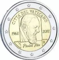 Vatican 2 Euros Comm&eacute;mo. Vatican 2018 BU (FDC) - 50 ans Mort Padre Pio