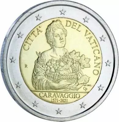 Vatican 2 Euros Comm�mo. Vatican 2021 - 450 ans de Caravage