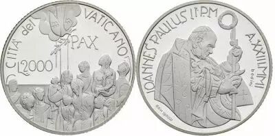 Vatican City State 2000 Lire - Jean-Paul II - Dialogue between cultures - with certificate and box