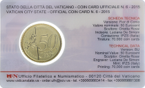 Vatican City State 50 centimes euros 2015 Vatican - SOUS BLISTER (Coincard n°6)