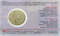 Vatican City State 50 centimes euros 2015 Vatican - SOUS BLISTER (Coincard n&deg;6)