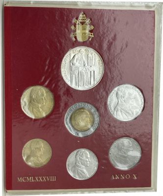 Coin Vatican City State Mint set of 7 coins John Paul II 1988 Roma