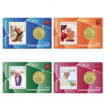 Vatican City State Pack of 4 Coincards 50 euro cents + 2023 stamp