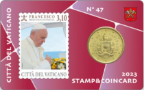 Vatican City State Pack of 4 Coincards 50 euro cents + 2023 stamp