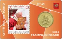 Vatican City State Pack of 4 Coincards 50 euro cents + 2023 stamp