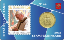 Vatican City State Pack of 4 Coincards 50 euro cents + 2023 stamp