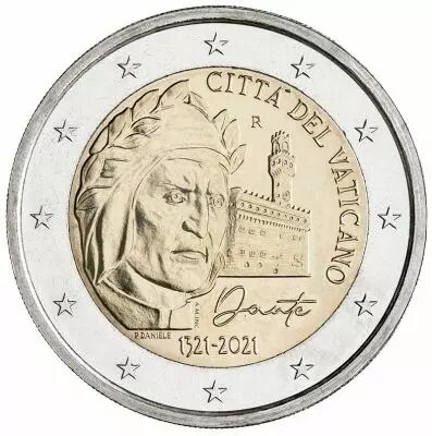 Vatikanstadt 2 Euros Comm�mo. 2021 - 700 years since the death of Dante Alighieri