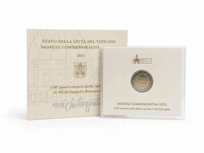 Vatikanstadt 2 Euros Comm�mo. Vatican 550e anniversaire de la naissance de Michel-Ange