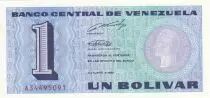 Venezuela 1 Bolivar, Simon Bolivar - Arms - 1989 - Serial A