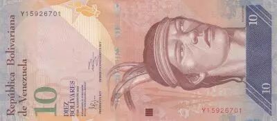 Venezuela 10 Bolivares - Cacique Guaicapuro - Harpy eagle - 19-08-2014 - Letter Y