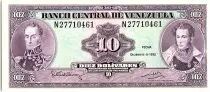 Venezuela 10 Bolivares,  Simon Bolivar - Antonio Jose de Sucre - 1992