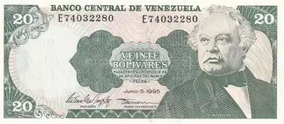 Venezuela 10 Bolivares,  Simon Bolivar - Antonio Jose de Sucre - 1995