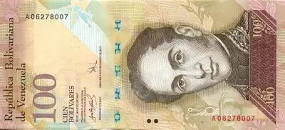 Venezuela 100 Bolivares Simon Bolivar - Petits cardinals