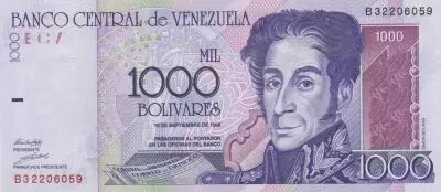 Venezuela 1000 Bolivars - Simon Bolivar - Orchids, Pantheon - 1998 - Series B