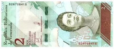Venezuela 2 Bolivares Josefa Camejo - Loriquet Parc Morrocoy - 2018