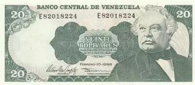 Venezuela 20 Bolivares - Jos� Antonio Paez - 1998 - Serial E