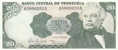 Venezuela 20 Bolivars - Simon Bolivar - Antonio Jose de Sucre - 1995 - Series A