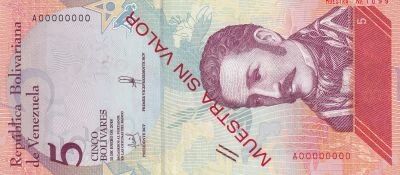 Venezuela 5 Bol�vares - 15-01-2018 - S�rie A - Sp�cimen
