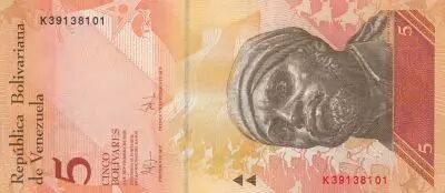 Venezuela 5 Bolivares - Pedro Camejo - Armadillos - 03-09-2009 - Letter K