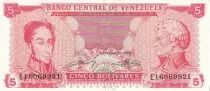 Venezuela 5 Bolivares - Simon Bolivar - F de Miranda - 1989 - Série E - P.70b