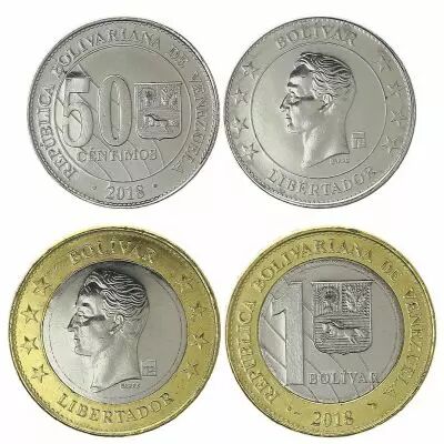 Venezuela S�rie 2 pi�ces 0,50 et 1 Bolivar - Simon Bolivar - 2018