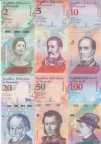 Venezuela Série de 6 billets  - 2018  - 2 à 100 bolivares