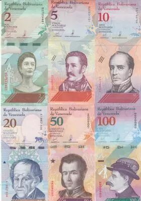 Venezuela S�rie de 6 billets  - 2018  - 2 � 100 bolivares