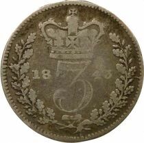 Victoria - 3 Silver Pence, 1st Portrait - 1843 London
