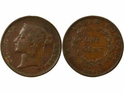 Victoria - Cent, East India Company - 1845 Calcutta