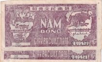 Viet Nam 5 Dong - Ho Chi Minh - 2 consecutives number - ND (1948) - Letter HL - XF - P.17