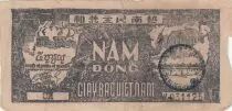 Viet Nam 5 Dong - Ho Chi Minh - Stamp on the back - ND (1948)