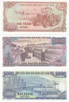 Viet Nam Set of 3 banknotes  -  Ho Chi Minh - 1987-1991