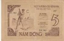 Vietnam 5 Dong - Ho Chi Minh - Blacksmith - 1946