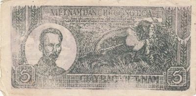 Vietnam 5 Dong - Ho Chi Minh - Deux hommes et buffles d\'eau - 1948 - S�rie HF