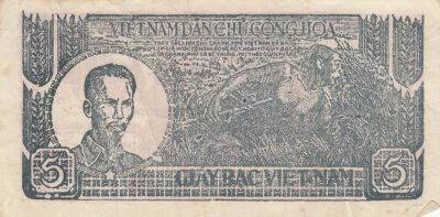 Vietnam 5 Dong - Ho Chi Minh - Deux hommes et buffles d\'eau - 1948 - S�rie KJ