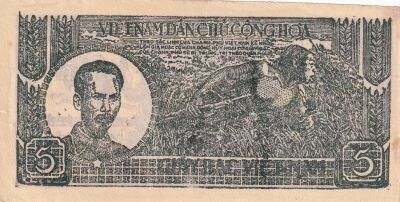 Vietnam 5 Dong - Ho Chi Minh - Deux hommes et buffles d\'eau - 1948 - S�rie MG
