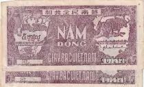 Vietnam 5 Dong - Ho Chi Minh - Lot de 2 ex en PAIR - 1948 - Lettre HL