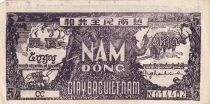 Vietnam 5 Dong - Ho Chi Minh - Two men and water buffaloes - 1948 - CC Series