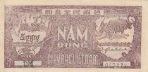 Vietnam 5 Dong - Ho Chi Minh - Two men and water buffaloes - 1948 - DM Series