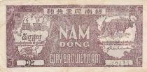 Vietnam 5 Dong - Ho Chi Minh - Two men and water buffaloes - 1948 - DM Series