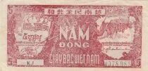 Vietnam 5 Dong - Ho Chi Minh - Two men and water buffaloes - 1948 - KJ Series