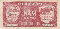 Vietnam 5 Dong - Ho Chi Minh - Two men and water buffaloes - 1948 - KJ Series