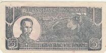 Vietnam 5 Dong - Ho Chi Minh - Two men and water buffaloes - 1948 - KJ Series
