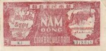 Vietnam 5 Dong - Ho Chi Minh - Two men and water buffaloes - 1948 - KJ Series