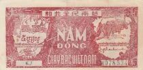 Vietnam 5 Dong - Ho Chi Minh - Two men and water buffaloes - 1948 - RJ Series